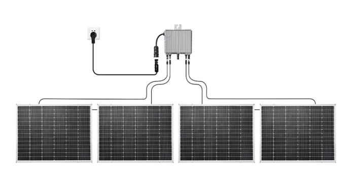 800w balcony system connects solar panels and microinverter to the grid via connector